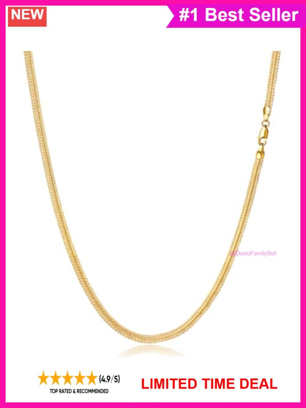 14K Gold Filled Herringbone Chain Necklace 22in Foxtail Layered Unisex